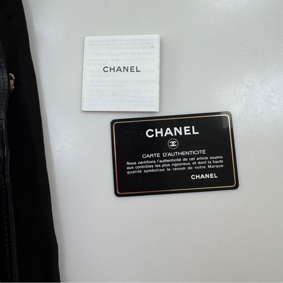 Vintage Chanel Quilted Gabrielle Lambskin Bag Black with Blush Strap - Picture 8 of 13